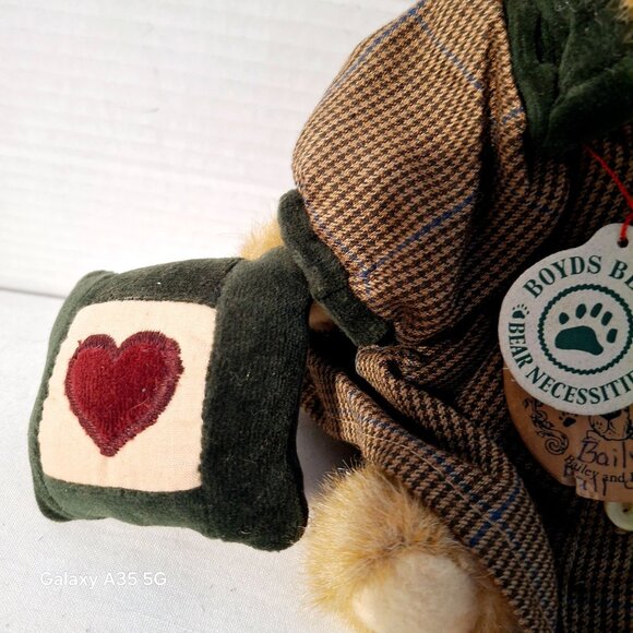 Boyds Bears Bailey And Friends Dec 1997 Plush Teddy Bear With Bow & Heart Accent - Picture 2 of 5